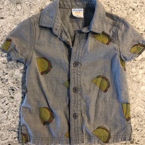Dragon Loves Tacos button up. 2T. EUC.